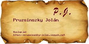 Pruzsinszky Jolán névjegykártya